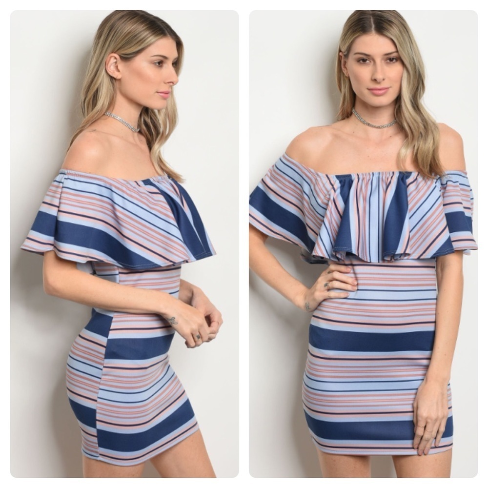 Off the shoulder striped bodycon